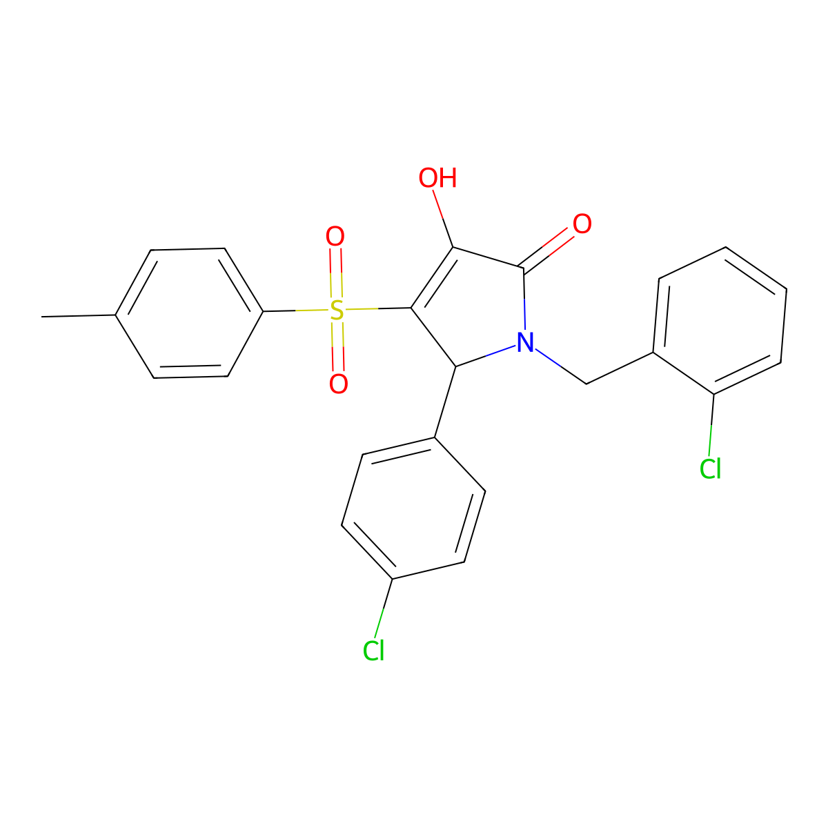 1-(2-chlorobenzyl)-5-(4-chlorophenyl)-3-hydroxy-4-tosyl-1H-pyrrol-2(5H)-one molecular structure, CAS 1357829-74-3