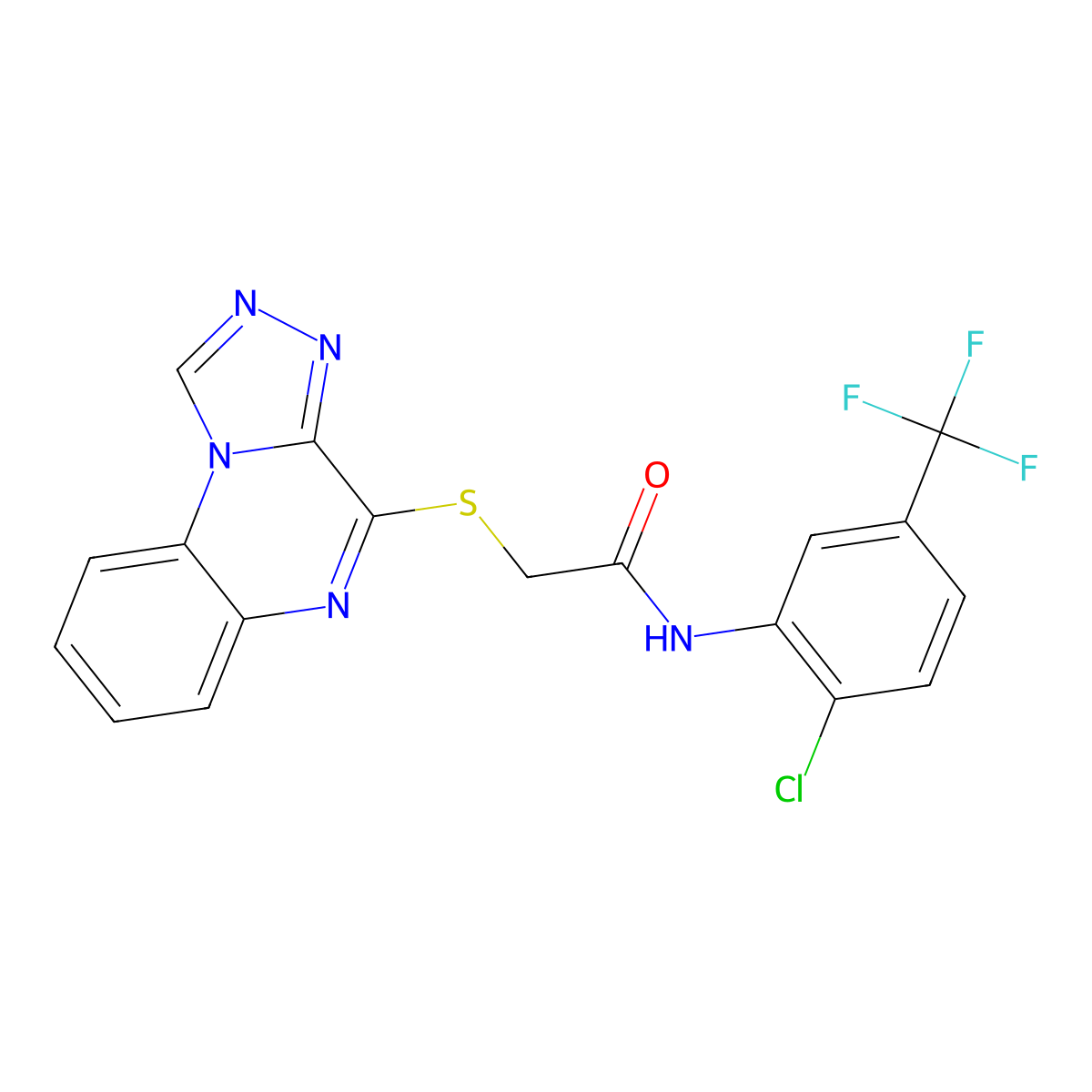 2-([1,2,4]triazolo[4,3-a]quinoxalin-4-ylthio)-N-(2-chloro-5-(trifluoromethyl)phenyl)acetamide molecular structure, CAS 1357831-87-8