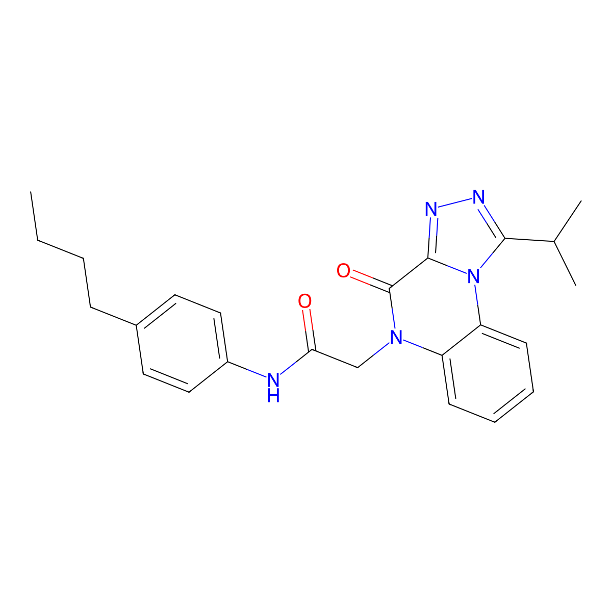 N-(4-butylphenyl)-2-(1-isopropyl-4-oxo-[1,2,4]triazolo[4,3-a]quinoxalin-5(4H)-yl)acetamide molecular structure, CAS 1357833-55-6