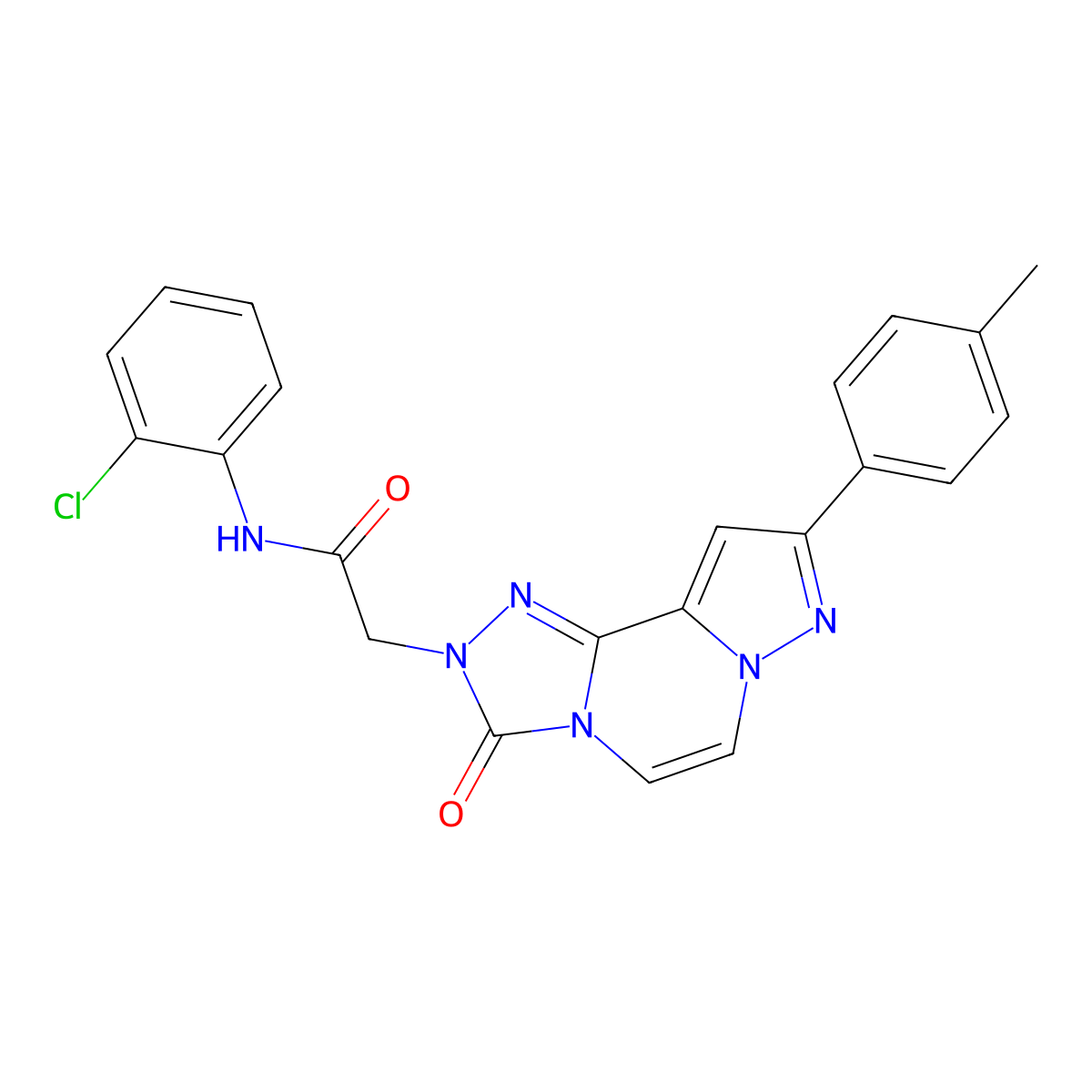 N-(2-chlorophenyl)-2-[11-(4-methylphenyl)-5-oxo-3,4,6,9,10-pentazatricyclo[7.3.0.02,6]dodeca-1(12),2,7,10-tetraen-4-yl]acetamide molecular structure, CAS 1357841-90-7