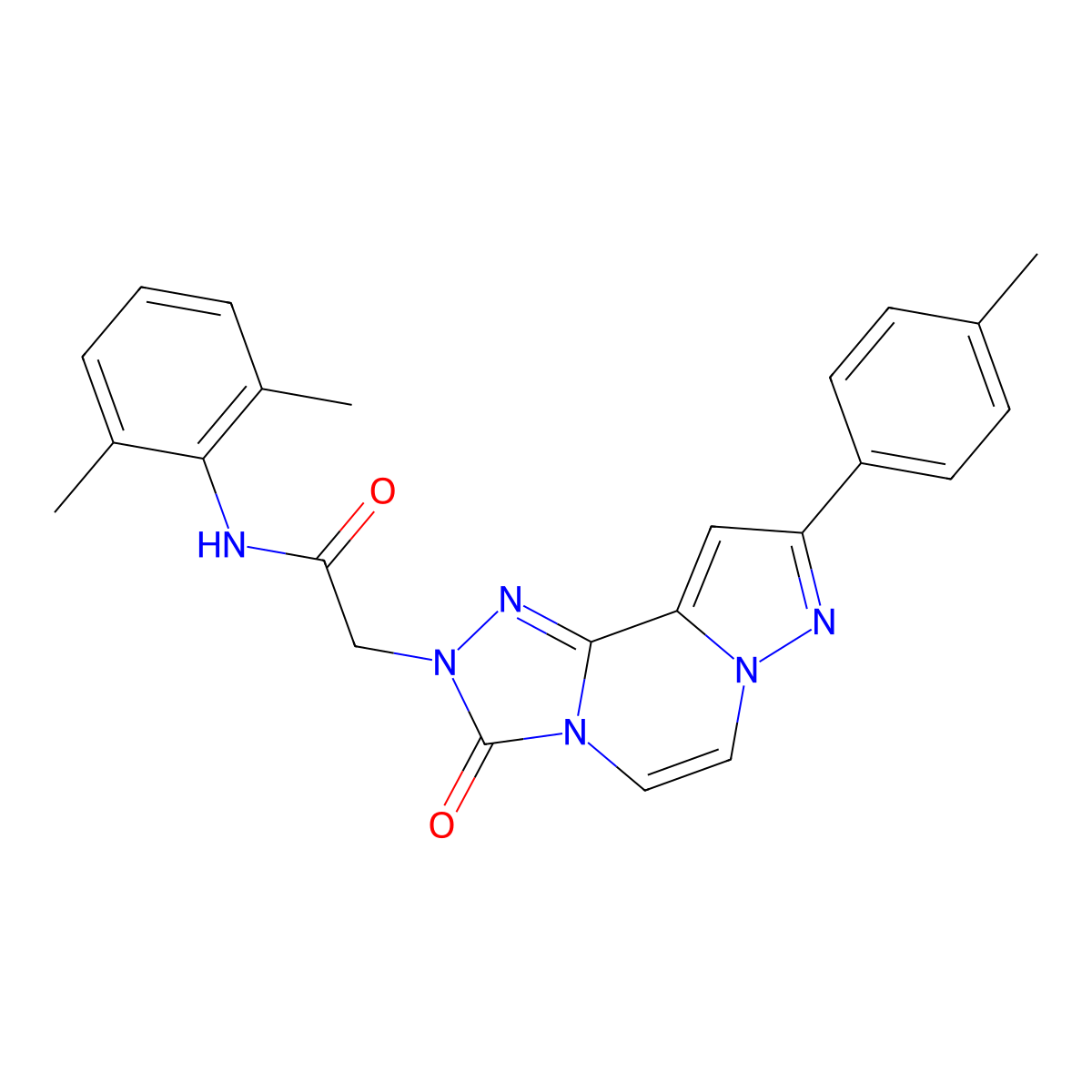 N-(2,6-dimethylphenyl)-2-[11-(4-methylphenyl)-5-oxo-3,4,6,9,10-pentaazatricyclo[7.3.0.0^{2,6}]dodeca-1(12),2,7,10-tetraen-4-yl]acetamide molecular structure, CAS 1357842-08-0