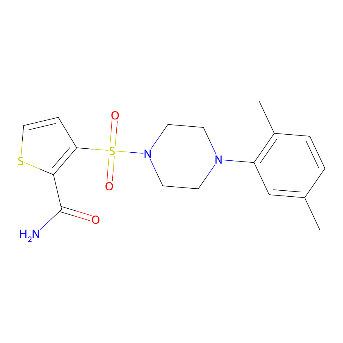 3-{[4-(2,5-Dimethylphenyl)piperazin-1-yl]sulfonyl}thiophene-2-carboxamide molecular structure, CAS 1357842-49-9
