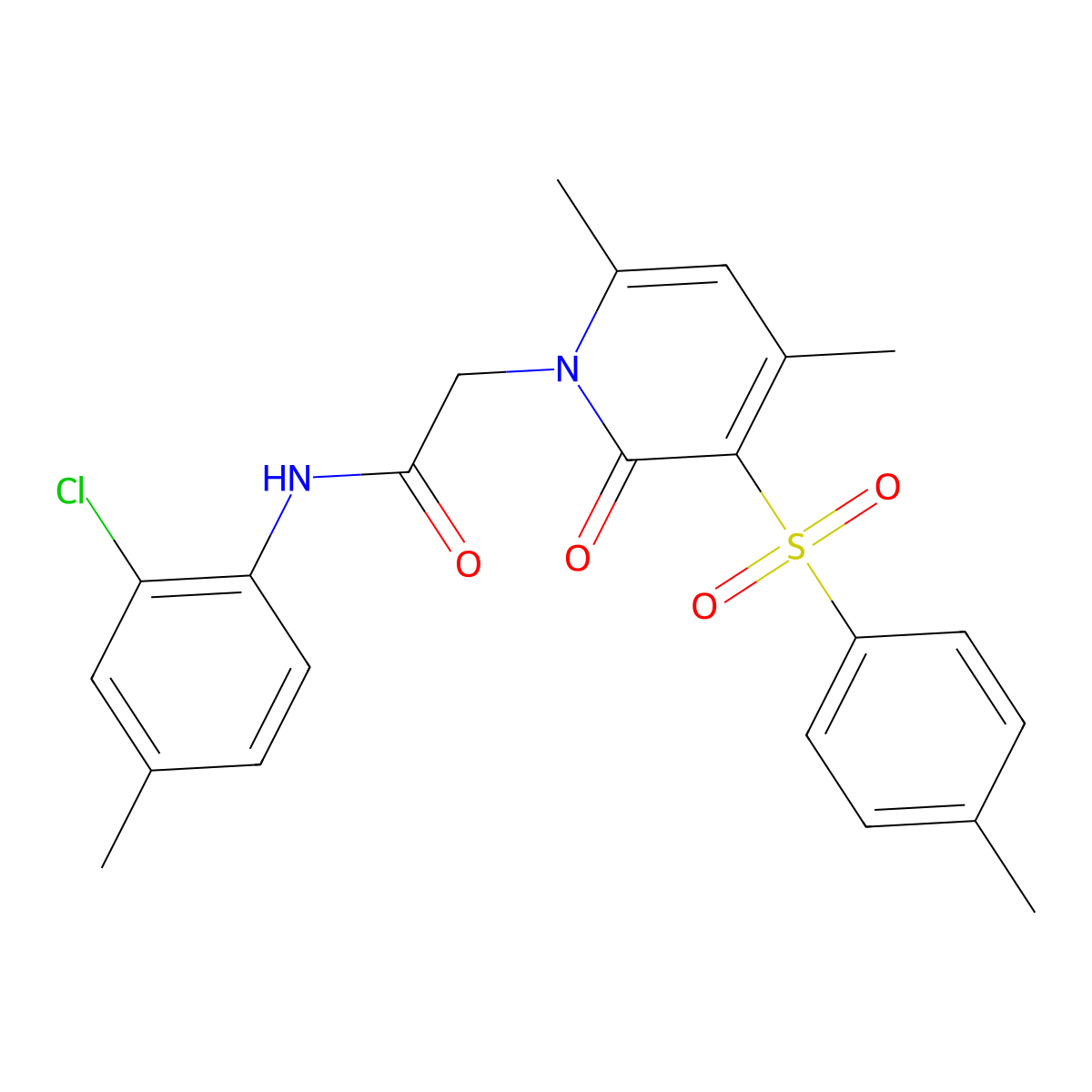 N-(2-chloro-4-methylphenyl)-2-(4,6-dimethyl-2-oxo-3-tosylpyridin-1(2H)-yl)acetamide molecular structure, CAS 1357842-74-0