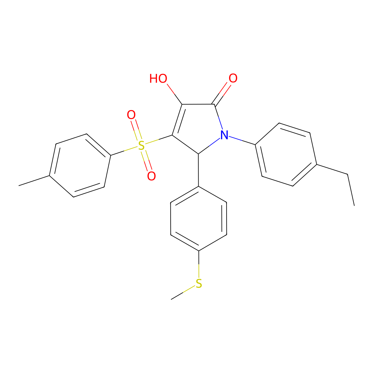 1-(4-ethylphenyl)-3-hydroxy-5-(4-(methylthio)phenyl)-4-tosyl-1H-pyrrol-2(5H)-one molecular structure, CAS 1357844-31-5