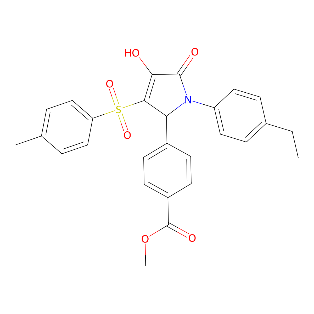 methyl 4-(1-(4-ethylphenyl)-4-hydroxy-5-oxo-3-tosyl-2,5-dihydro-1H-pyrrol-2-yl)benzoate molecular structure, CAS 1357845-55-6