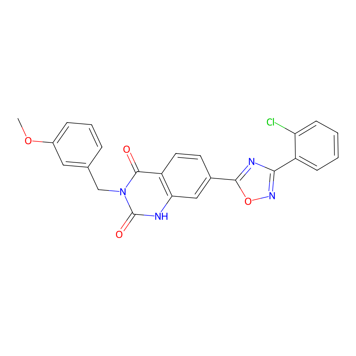 7-(3-(2-chlorophenyl)-1,2,4-oxadiazol-5-yl)-3-(3-methoxybenzyl)quinazoline-2,4(1H,3H)-dione molecular structure, CAS 1357849-94-5