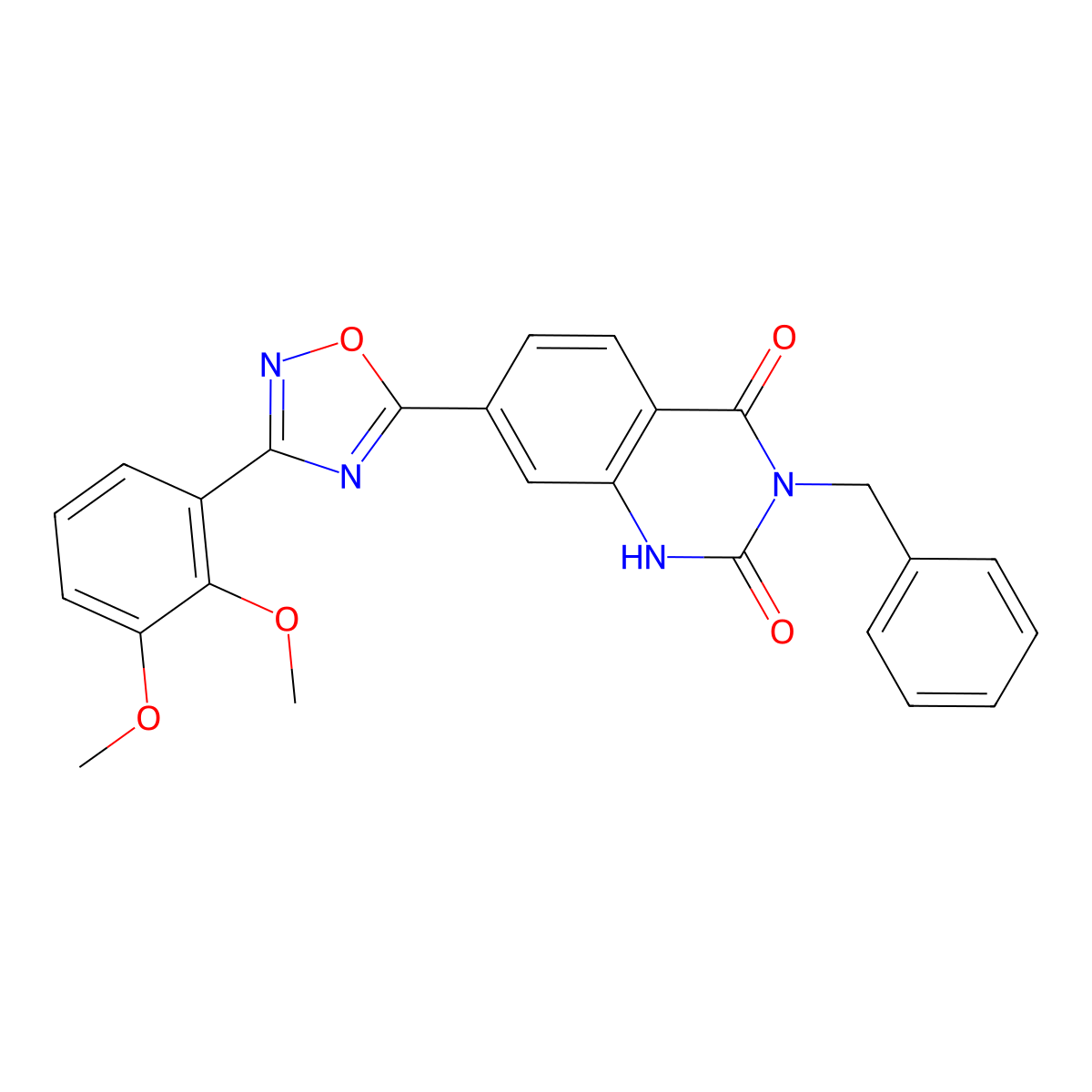 3-benzyl-7-(3-(2,3-dimethoxyphenyl)-1,2,4-oxadiazol-5-yl)quinazoline-2,4(1H,3H)-dione molecular structure, CAS 1357851-26-3