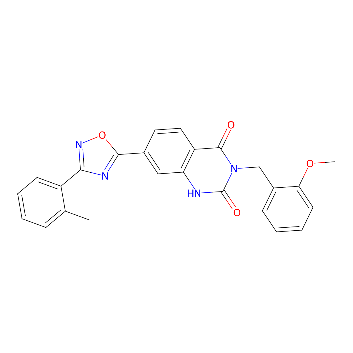 3-(2-methoxybenzyl)-7-(3-(o-tolyl)-1,2,4-oxadiazol-5-yl)quinazoline-2,4(1H,3H)-dione molecular structure, CAS 1357851-41-2