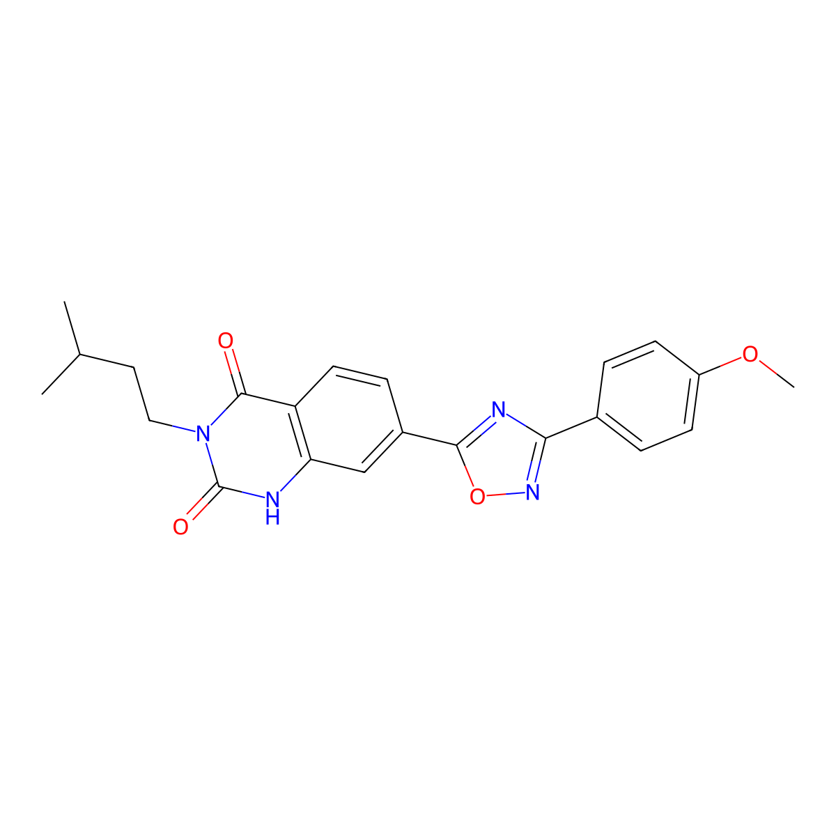 7-[3-(4-Methoxyphenyl)-1,2,4-oxadiazol-5-yl]-3-(3-methylbutyl)-1,2,3,4-tetrahydroquinazoline-2,4-dione molecular structure, CAS 1357851-54-7