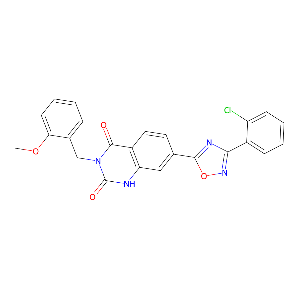 7-(3-(2-chlorophenyl)-1,2,4-oxadiazol-5-yl)-3-(2-methoxybenzyl)quinazoline-2,4(1H,3H)-dione molecular structure, CAS 1357852-04-0