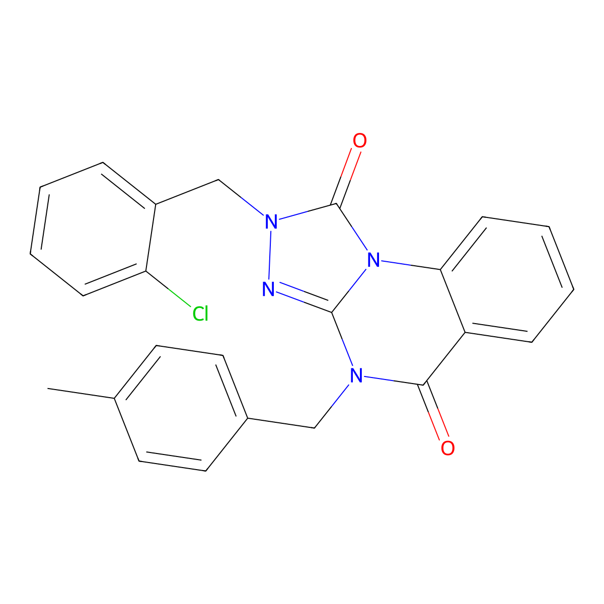 2-(2-Chlorobenzyl)-4-(4-methylbenzyl)-2,4-dihydro[1,2,4]triazolo[4,3-a]quinazoline-1,5-dione molecular structure, CAS 1357853-37-2