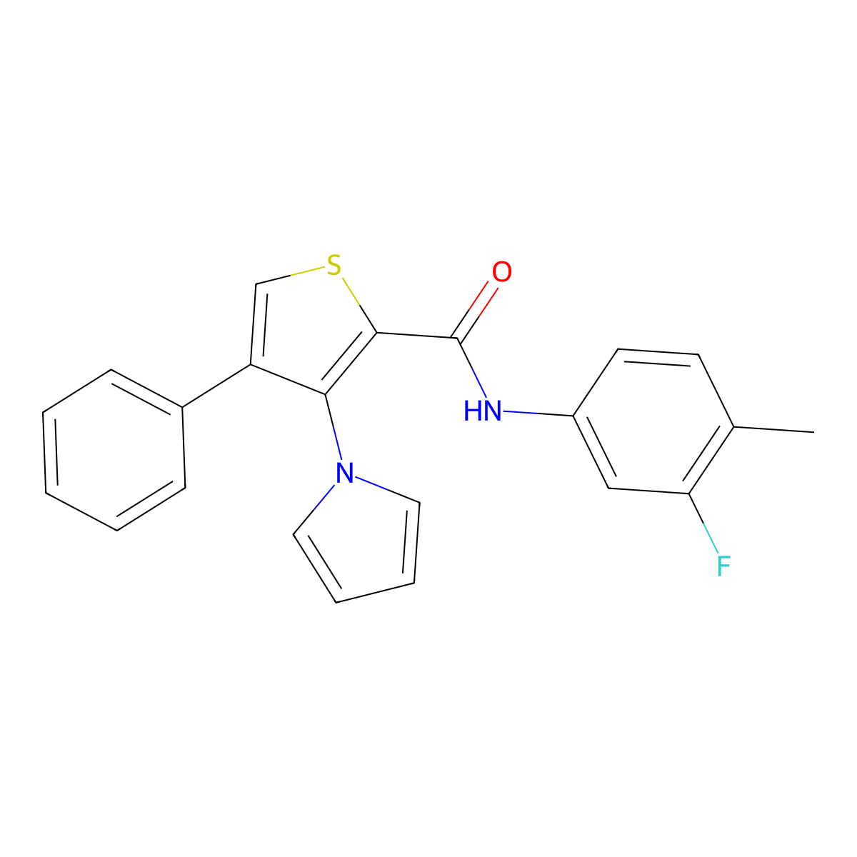 N-(3-fluoro-4-methylphenyl)-4-phenyl-3-(1H-pyrrol-1-yl)thiophene-2-carboxamide molecular structure, CAS 1357855-28-7