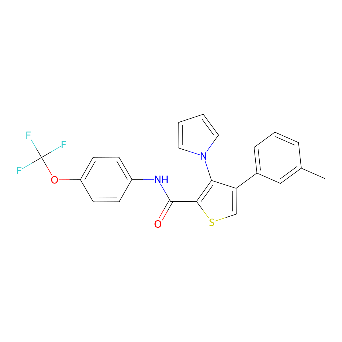 4-(3-methylphenyl)-3-(1H-pyrrol-1-yl)-N-[4-(trifluoromethoxy)phenyl]thiophene-2-carboxamide molecular structure, CAS 1357855-38-9