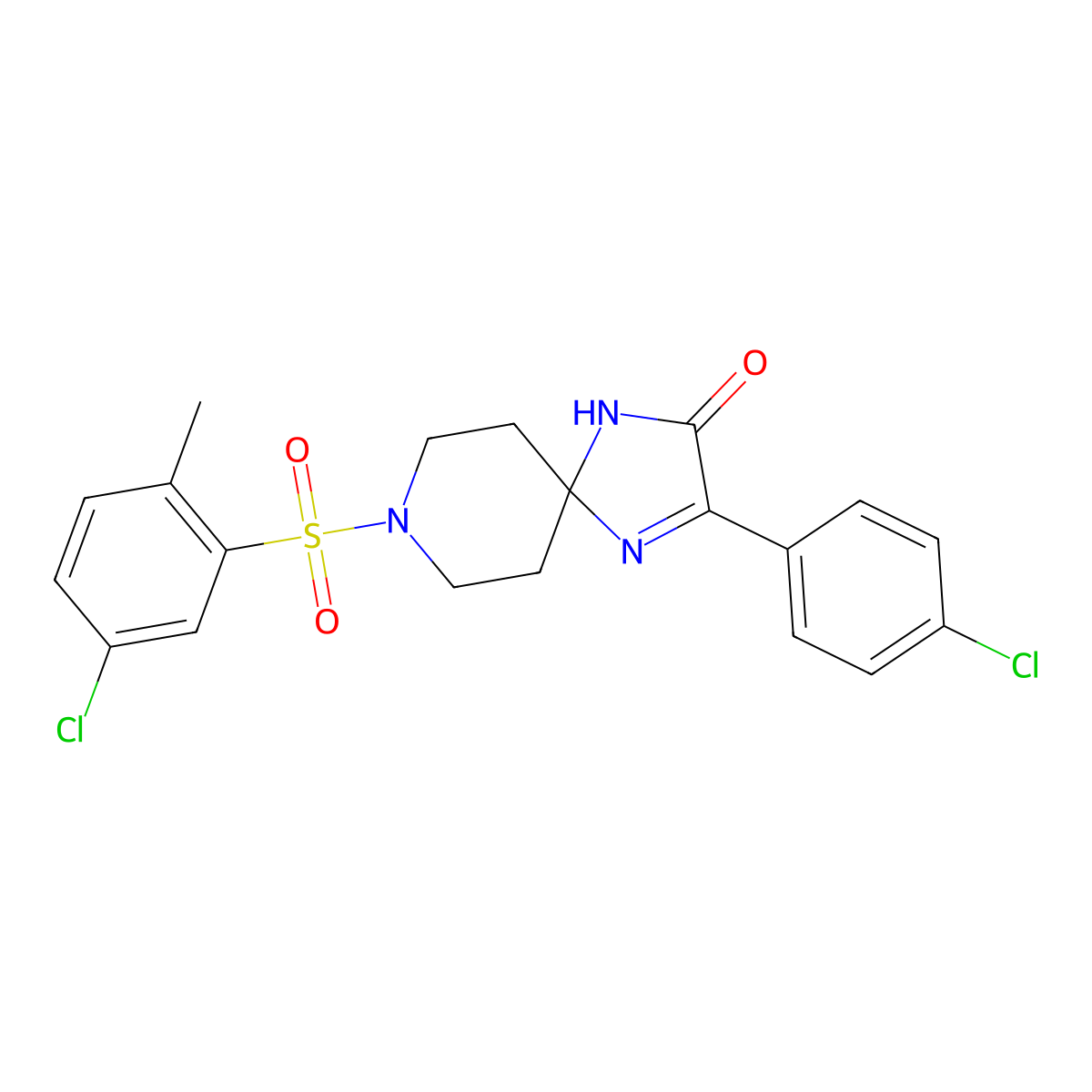 8-((5-Chloro-2-methylphenyl)sulfonyl)-3-(4-chlorophenyl)-1,4,8-triazaspiro[4.5]dec-3-en-2-one molecular structure, CAS 1357860-69-5