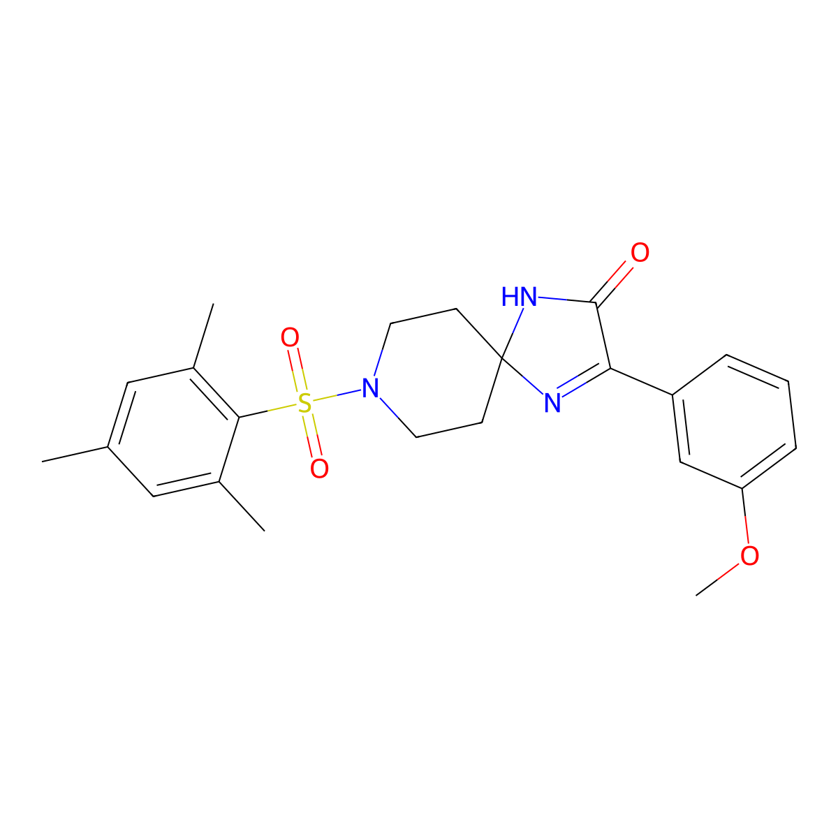8-(Mesitylsulfonyl)-3-(3-methoxyphenyl)-1,4,8-triazaspiro[4.5]dec-3-en-2-one molecular structure, CAS 1357861-06-3