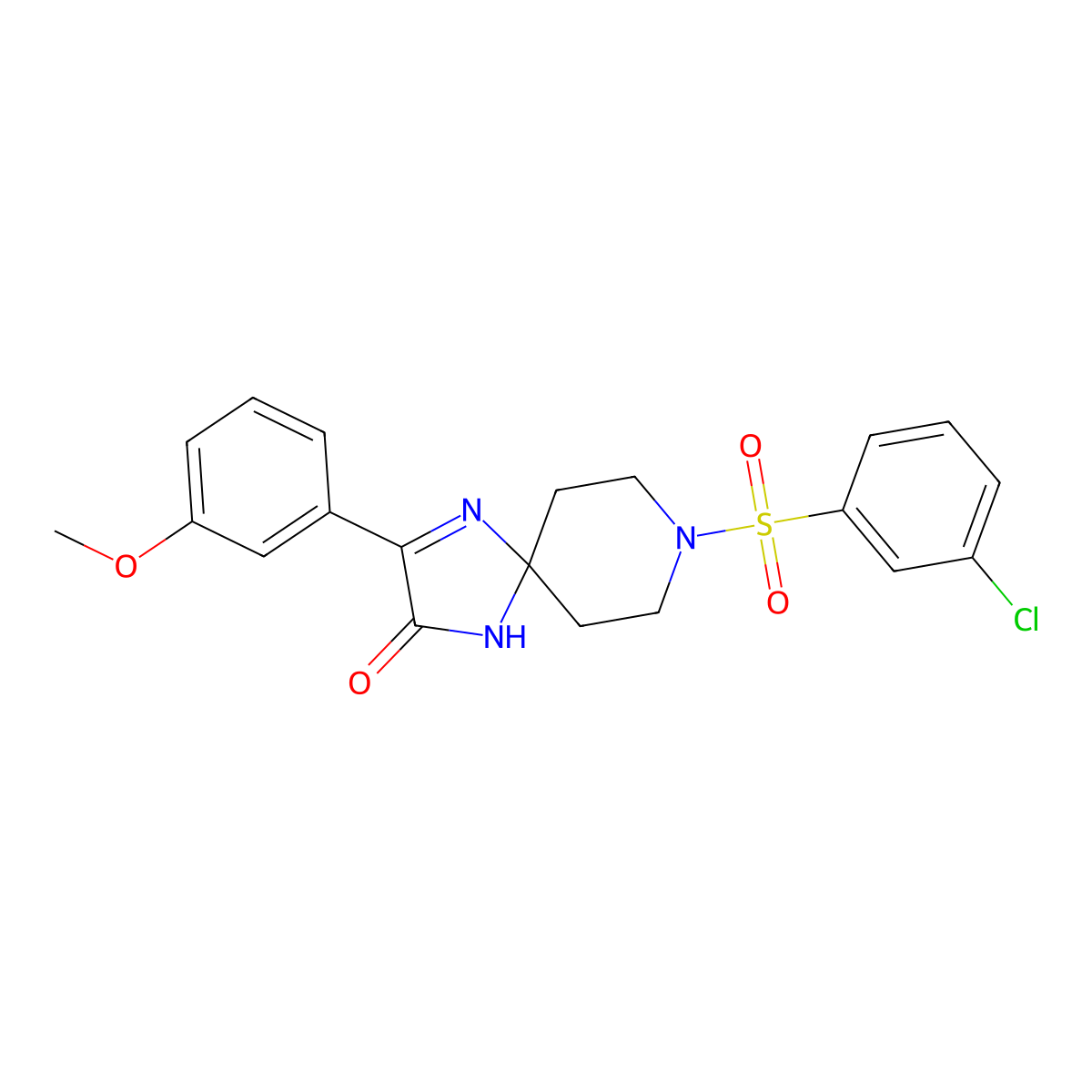 8-((3-Chlorophenyl)sulfonyl)-3-(3-methoxyphenyl)-1,4,8-triazaspiro[4.5]dec-3-en-2-one molecular structure, CAS 1357861-15-4