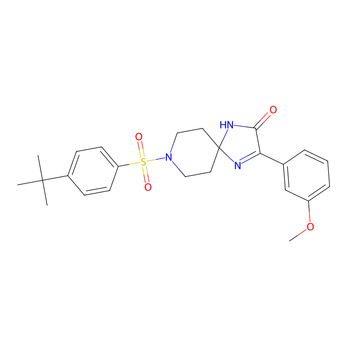 8-(4-Tert-butylbenzenesulfonyl)-3-(3-methoxyphenyl)-1,4,8-triazaspiro[4.5]dec-3-en-2-one molecular structure, CAS 1357869-15-8