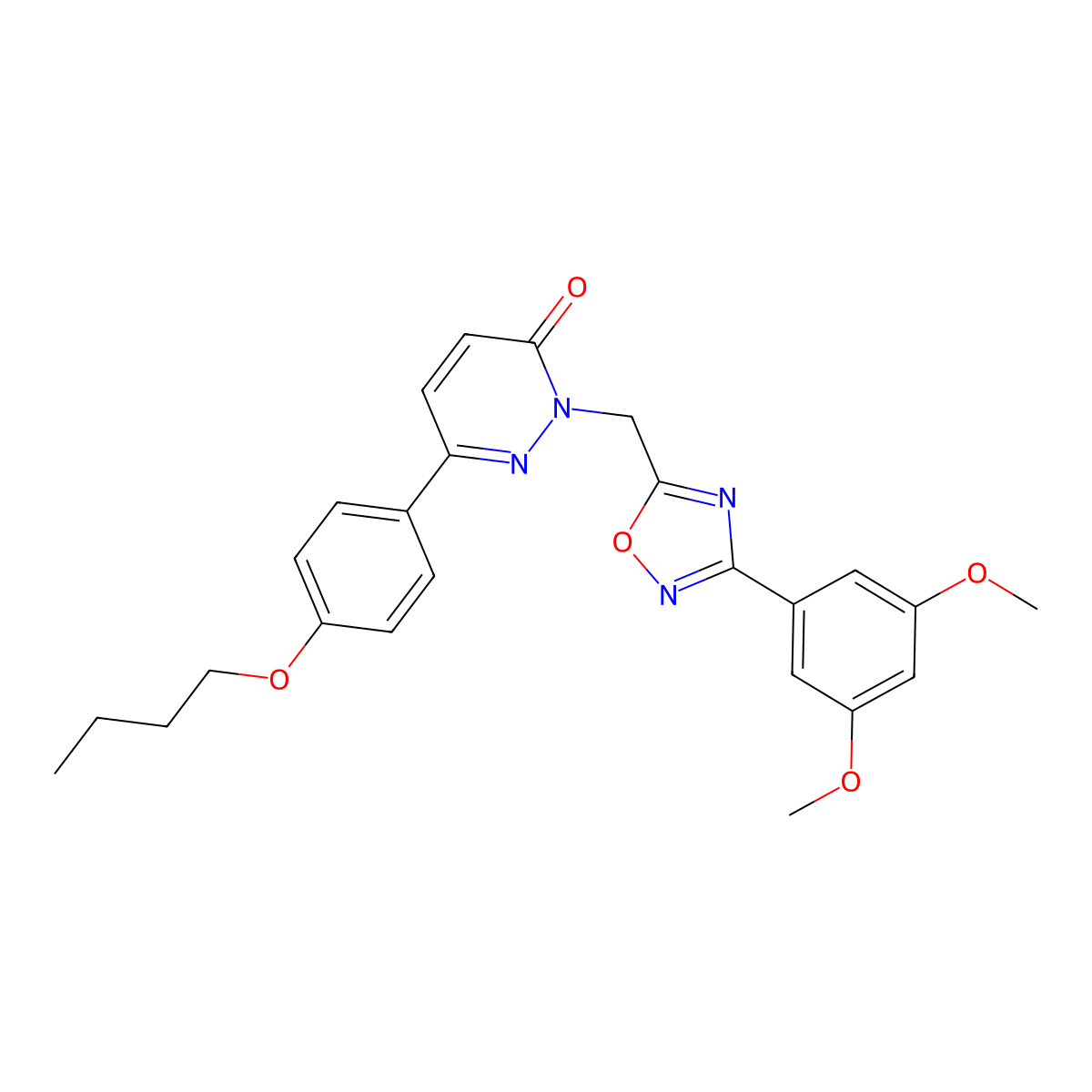 6-(4-butoxyphenyl)-2-((3-(3,5-dimethoxyphenyl)-1,2,4-oxadiazol-5-yl)methyl)pyridazin-3(2H)-one molecular structure, CAS 1357870-99-5