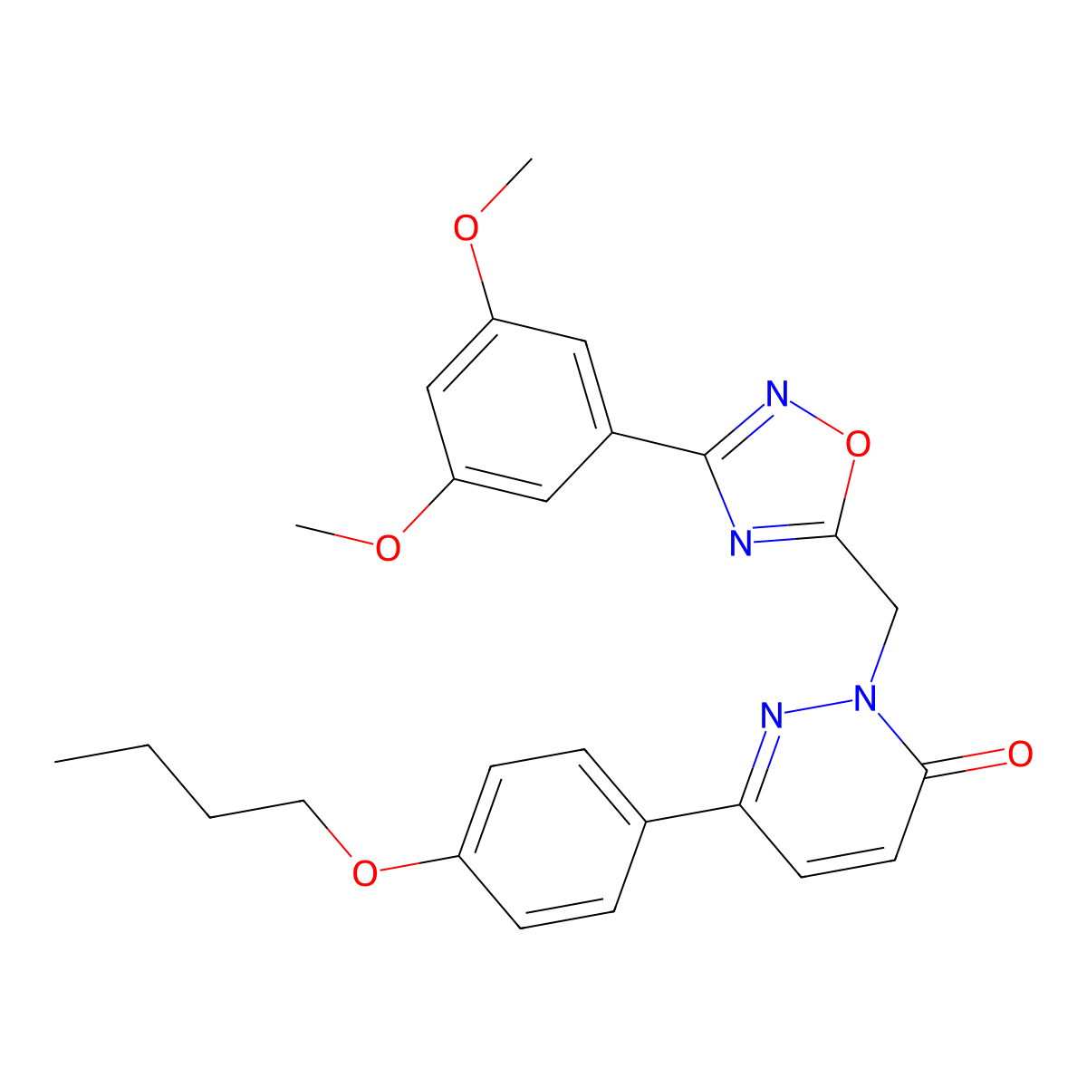 6-(4-butoxyphenyl)-2-((3-(3,5-dimethoxyphenyl)-1,2,4-oxadiazol-5-yl)methyl)pyridazin-3(2H)-one molecular structure, CAS 1357870-99-5