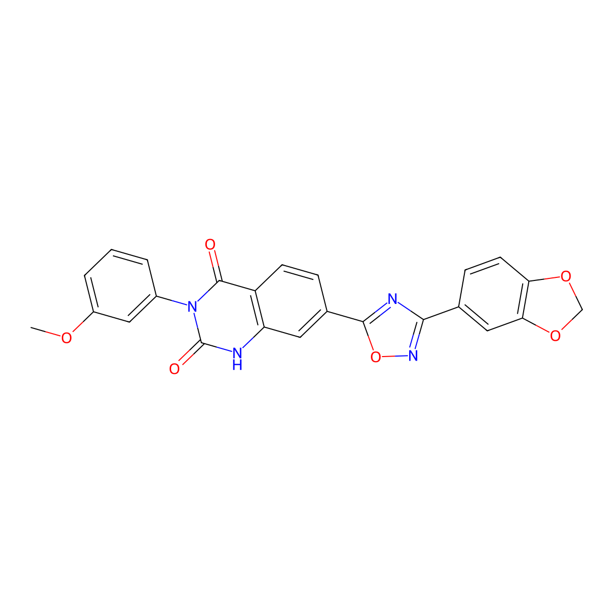 7-[3-(2H-1,3-benzodioxol-5-yl)-1,2,4-oxadiazol-5-yl]-3-(3-methoxyphenyl)-1,2,3,4-tetrahydroquinazoline-2,4-dione molecular structure, CAS 1357873-27-8