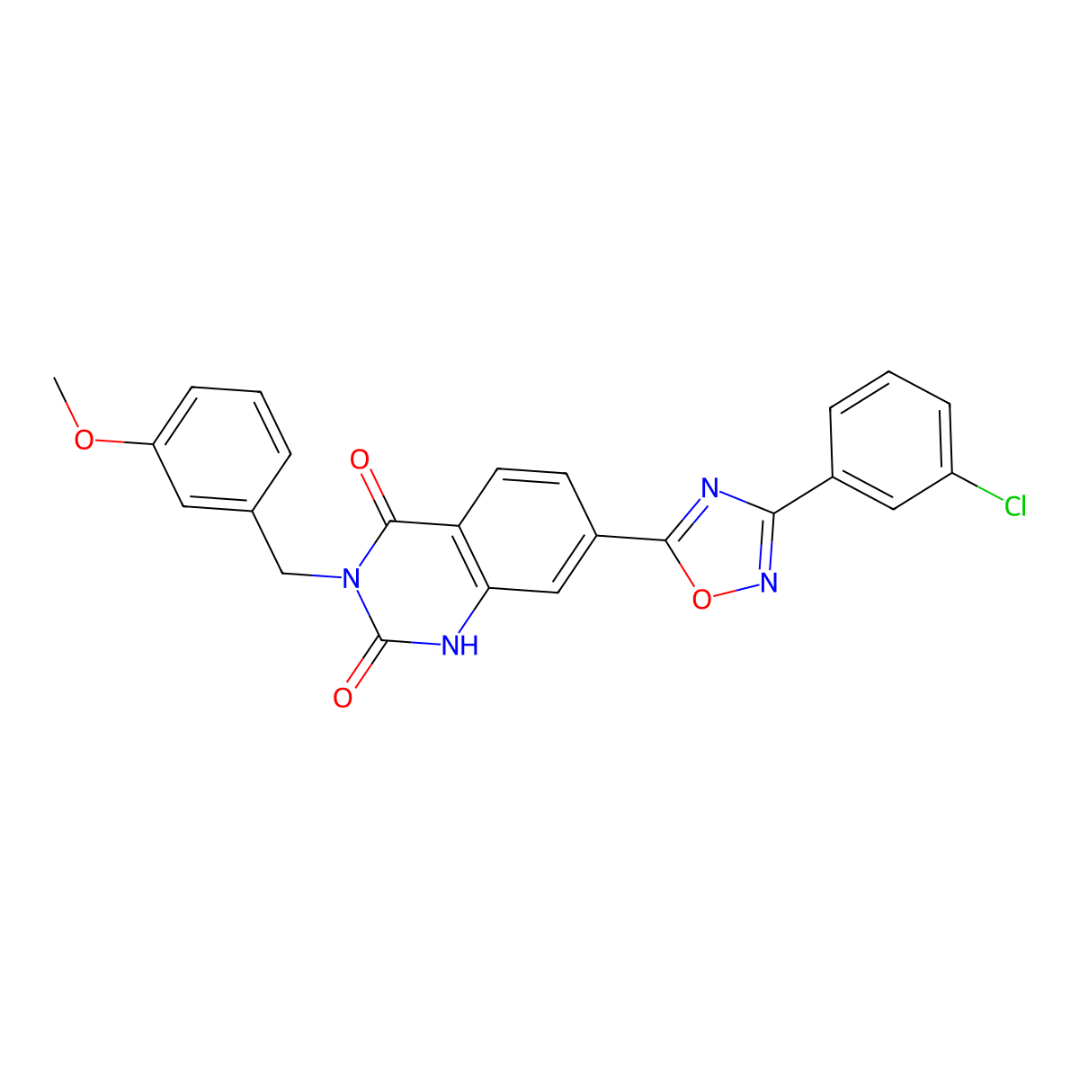 7-(3-(3-chlorophenyl)-1,2,4-oxadiazol-5-yl)-3-(3-methoxybenzyl)quinazoline-2,4(1H,3H)-dione molecular structure, CAS 1357873-35-8