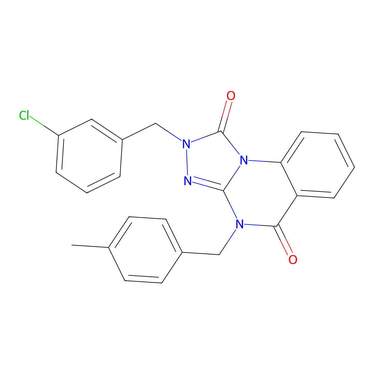 2-(3-Chlorobenzyl)-4-(4-methylbenzyl)-2,4-dihydro[1,2,4]triazolo[4,3-a]quinazoline-1,5-dione molecular structure, CAS 1357874-66-8