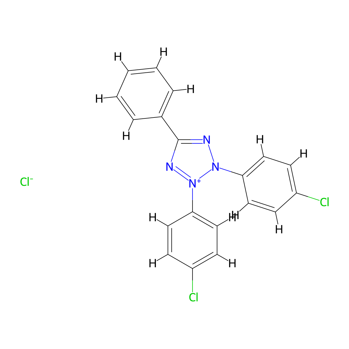 2,3-Bis(4-chlorophenyl)-5-phenyl-2H-tetrazol-3-ium chloride molecular structure, CAS 135788-08-8