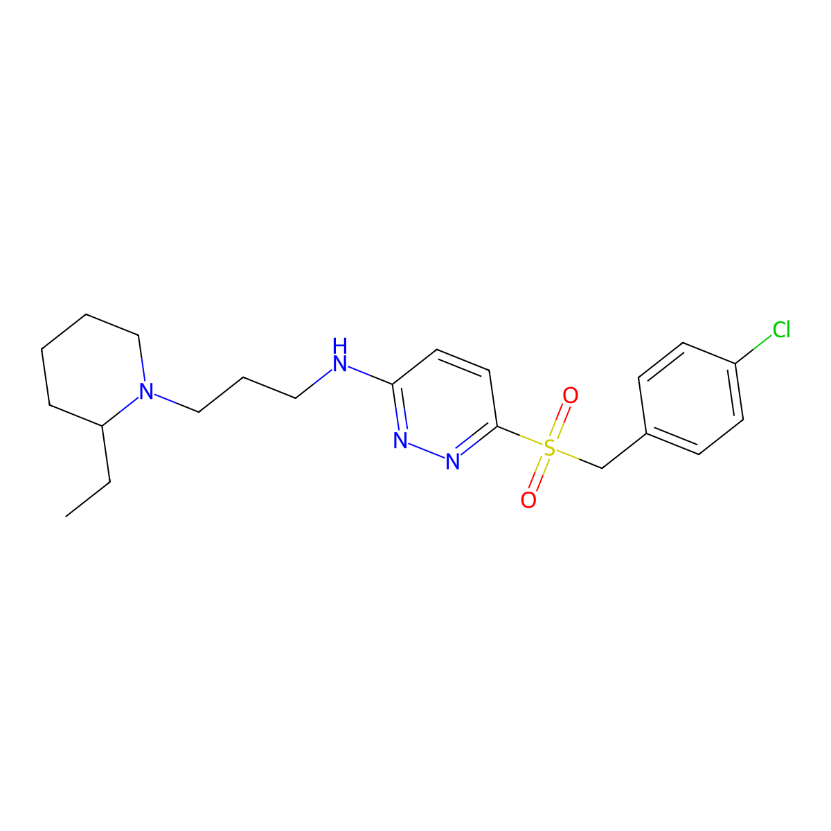 6-((4-chlorobenzyl)sulfonyl)-N-(3-(2-ethylpiperidin-1-yl)propyl)pyridazin-3-amine molecular structure, CAS 1357888-65-3