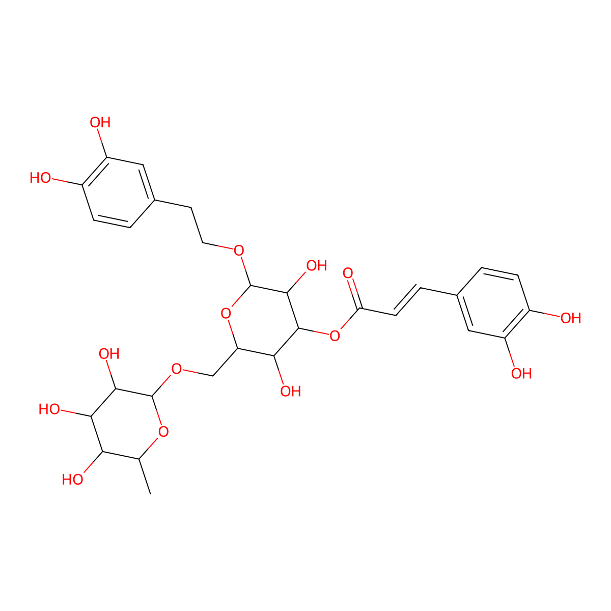 [(2R,3R,4S,5R,6R)-2-[2-(3,4-dihydroxyphenyl)ethoxy]-3,5-dihydroxy-6-[[(2S,3R,4R,5R,6S)-3,4,5-trihydroxy-6-methyloxan-2-yl]oxymethyl]oxan-4-yl] 3-(3,4-dihydroxyphenyl)prop-2-enoate molecular structure, CAS 1357910-26-9