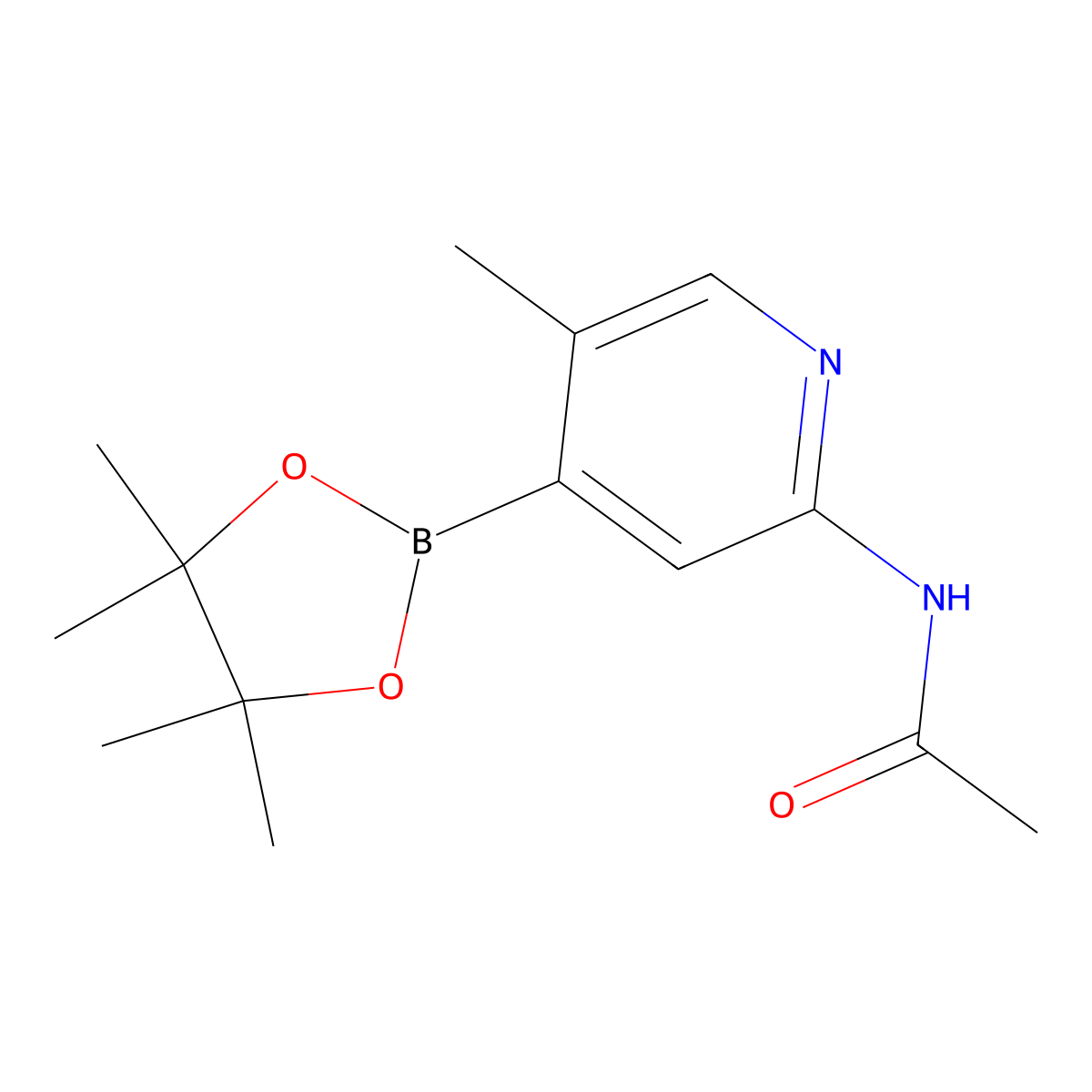 N-(5-Methyl-4-(4,4,5,5-tetramethyl-1,3,2-dioxaborolan-2-yl)pyridin-2-yl)acetamide molecular structure, CAS 1357916-19-8