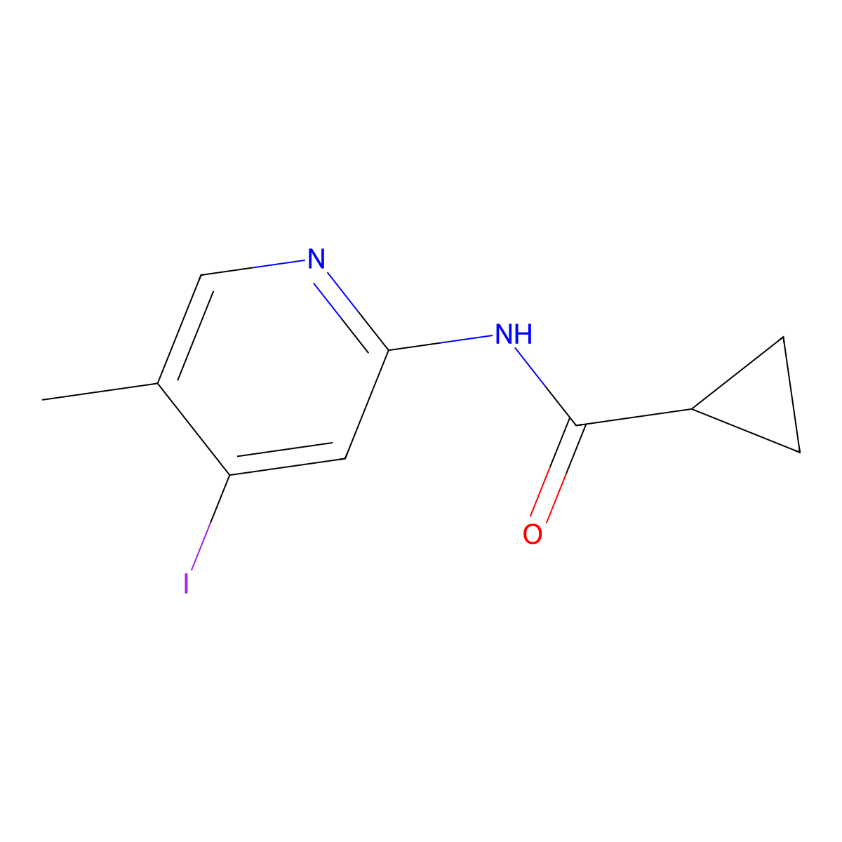 N-(4-iodo-5-methylpyridin-2-yl)cyclopropanecarboxamide molecular structure, CAS 1357916-27-8