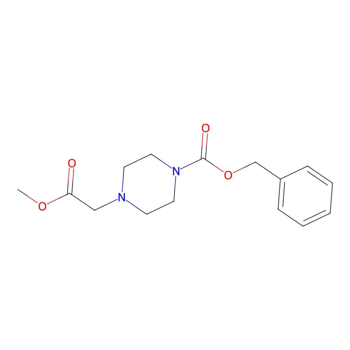 Benzyl 4-(2-methoxy-2-oxoethyl)piperazine-1-carboxylate molecular structure, CAS 1357923-30-8