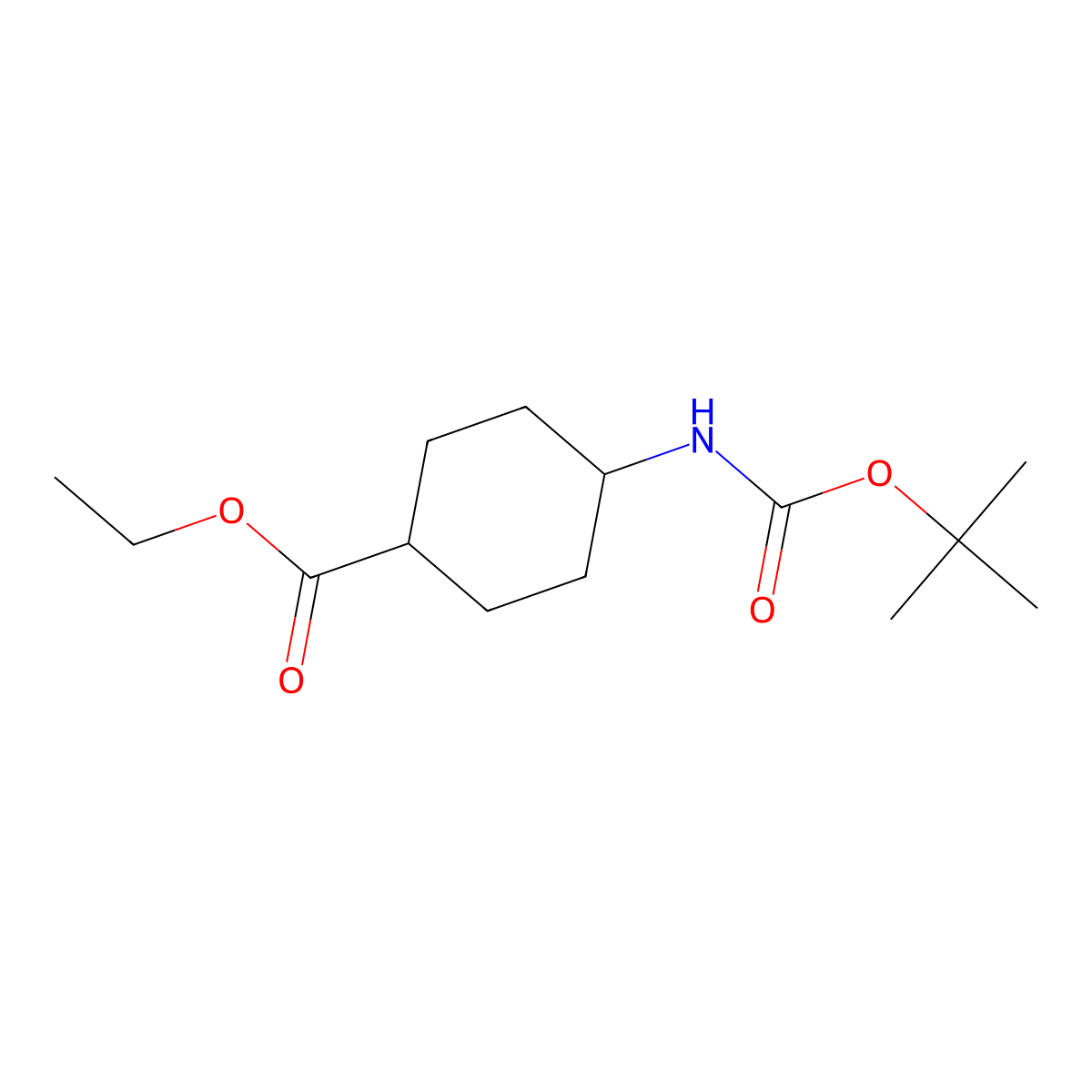 Ethyl 4-(tert-butoxycarbonylamino)cyclohexanecarboxylate molecular structure, CAS 1357924-43-6