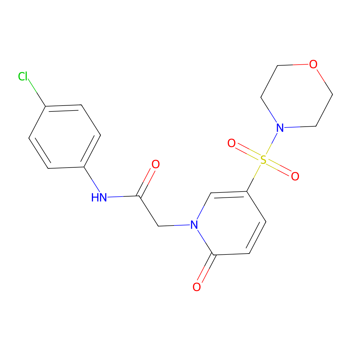 N-(4-chlorophenyl)-2-[5-(morpholine-4-sulfonyl)-2-oxo-1,2-dihydropyridin-1-yl]acetamide molecular structure, CAS 1357933-89-1