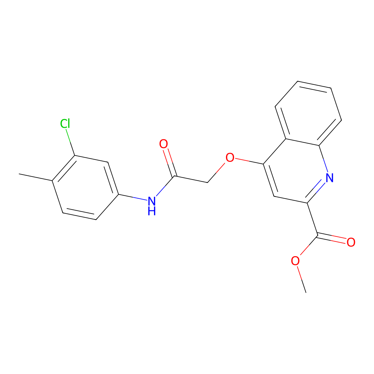 Methyl 4-{[(3-chloro-4-methylphenyl)carbamoyl]methoxy}quinoline-2-carboxylate molecular structure, CAS 1357934-66-7