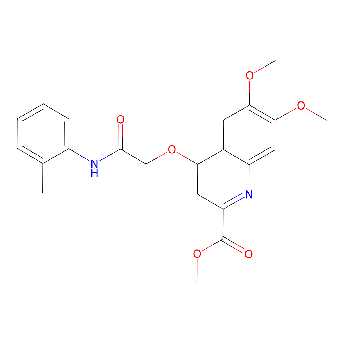 Methyl 6,7-dimethoxy-4-{[(2-methylphenyl)carbamoyl]methoxy}quinoline-2-carboxylate molecular structure, CAS 1357936-41-4