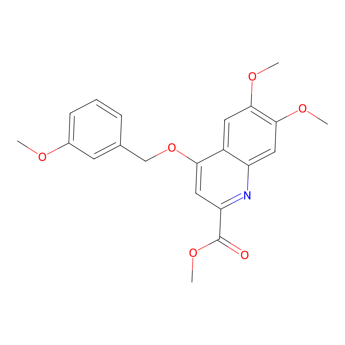 Methyl 6,7-dimethoxy-4-((3-methoxybenzyl)oxy)quinoline-2-carboxylate molecular structure, CAS 1357936-62-9