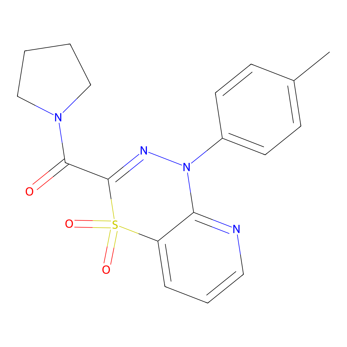 1-(4-methylphenyl)-3-(pyrrolidin-1-ylcarbonyl)-1H-pyrido[2,3-e][1,3,4]thiadiazine 4,4-dioxide molecular structure, CAS 1357942-60-9