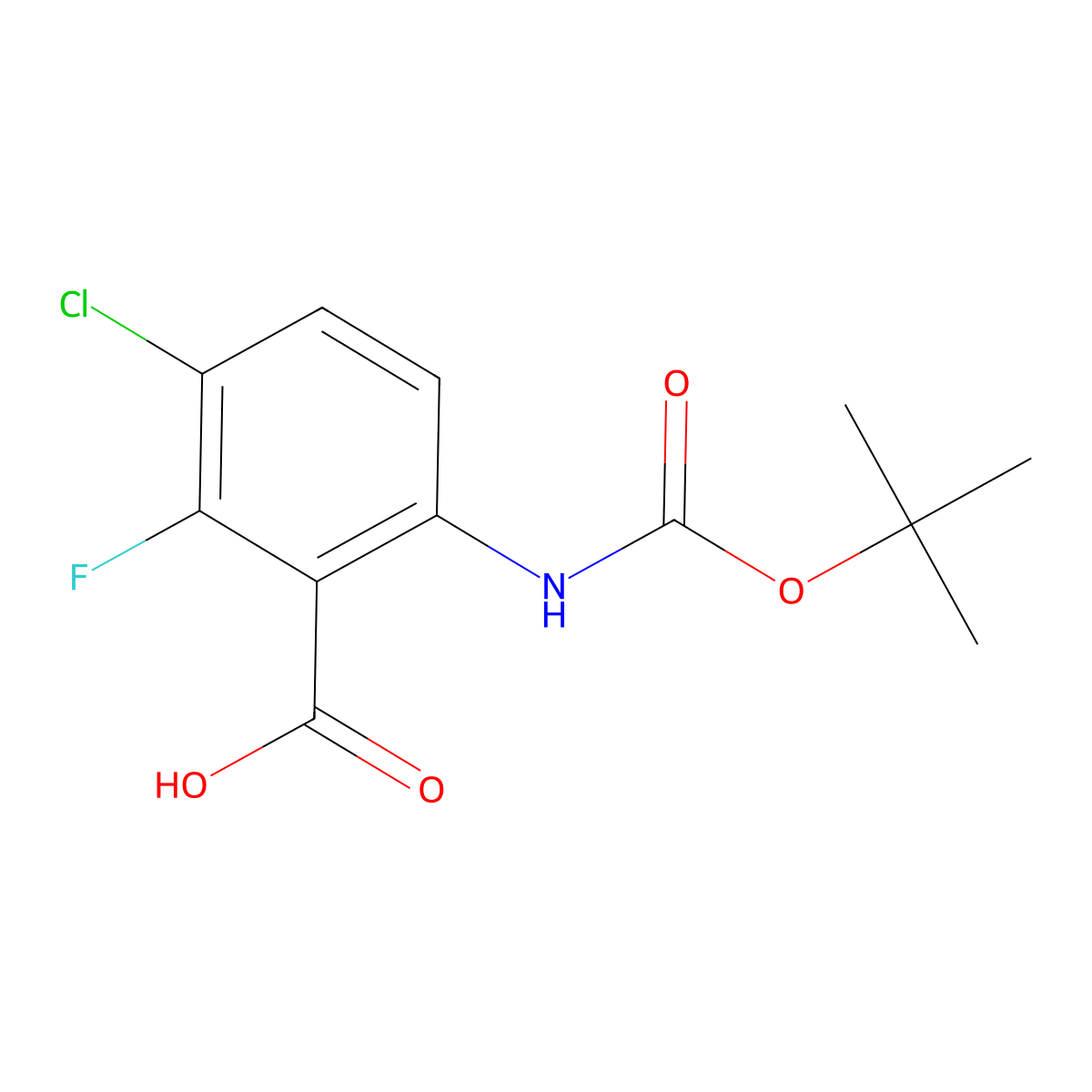 6-tert-Butoxycarbonylamino-3-chloro-2-fluoro-benzoic acid molecular structure, CAS 1357943-15-7