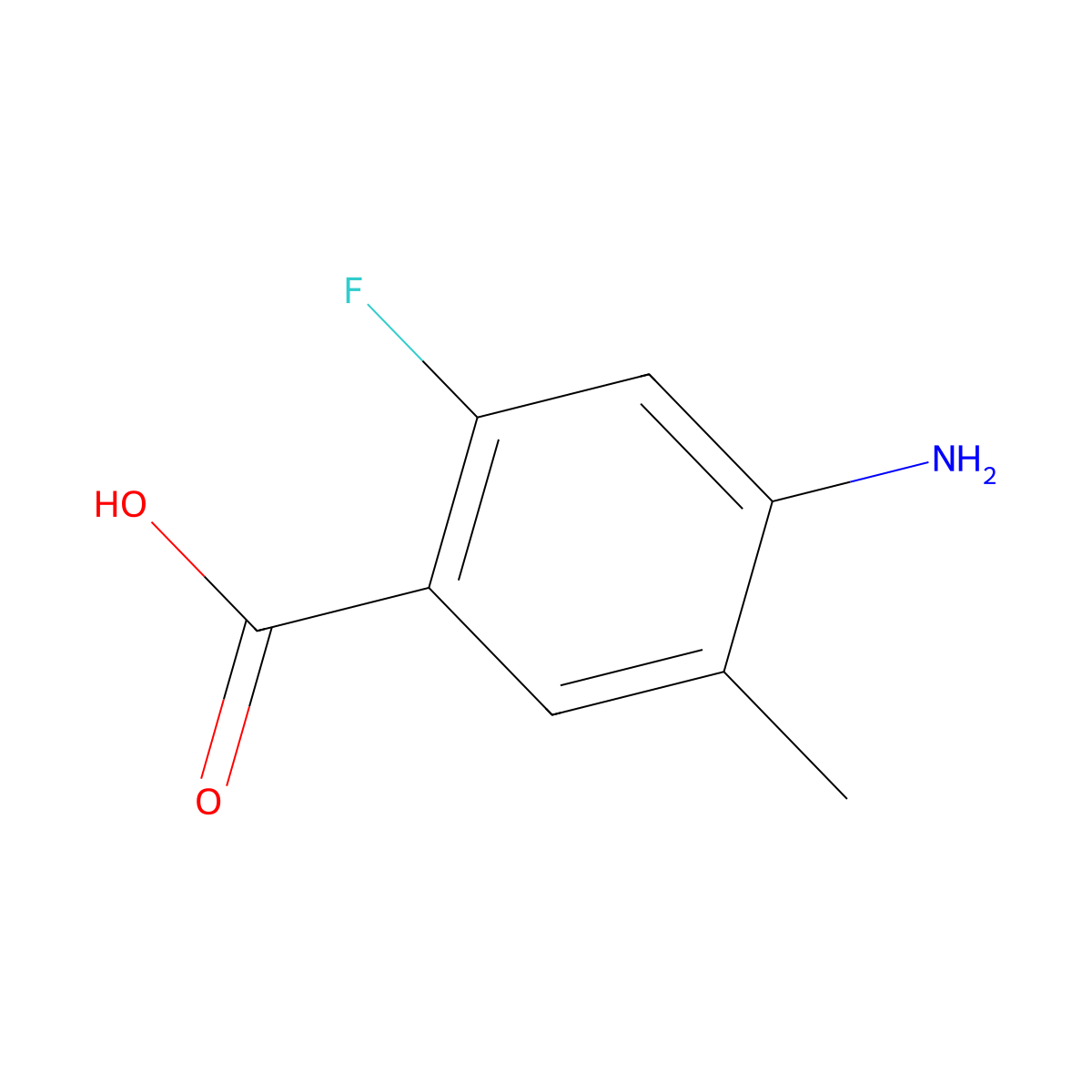 4-Amino-2-fluoro-5-methylbenzoic acid molecular structure, CAS 1357943-26-0