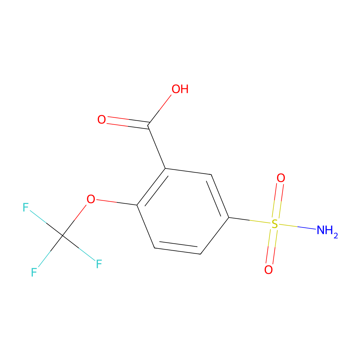 5-Sulfamoyl-2-(trifluoromethoxy)benzoic acid molecular structure, CAS 1357943-28-2