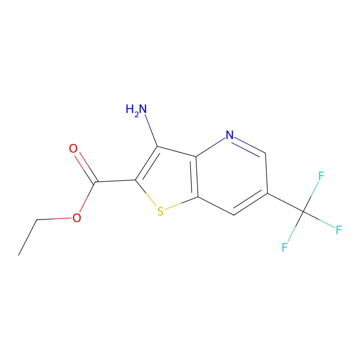 Ethyl 3-amino-6-(trifluoromethyl)thieno[3,2-b]pyridine-2-carboxylate molecular structure, CAS 1357943-66-8
