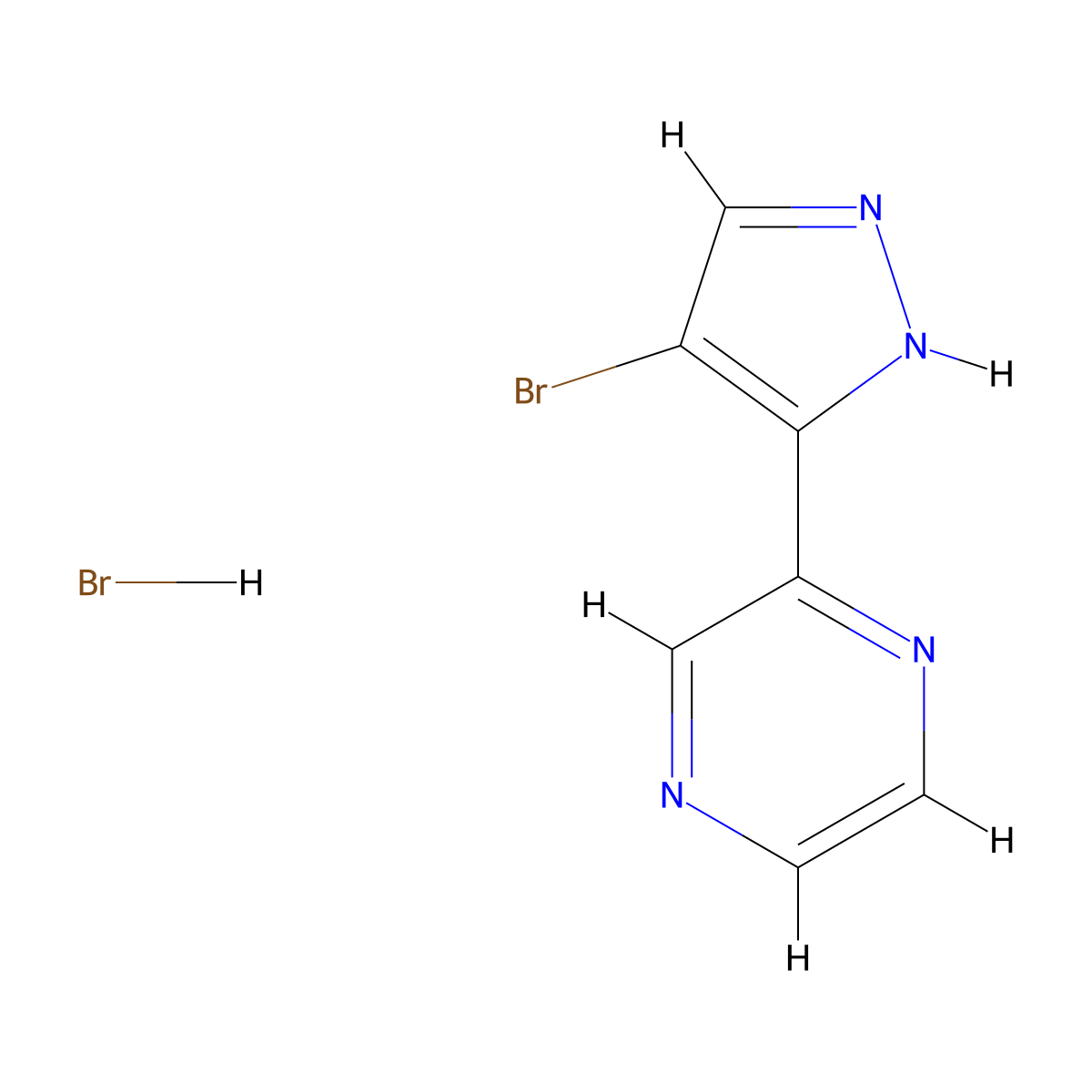 2-(4-Bromo-1H-pyrazol-3-yl)pyrazine hydrobromide molecular structure, CAS 1357943-73-7