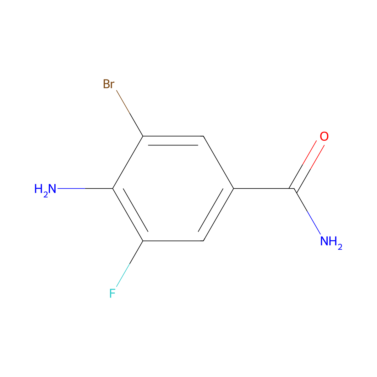 4-Amino-3-bromo-5-fluorobenzamide molecular structure, CAS 1357943-94-2