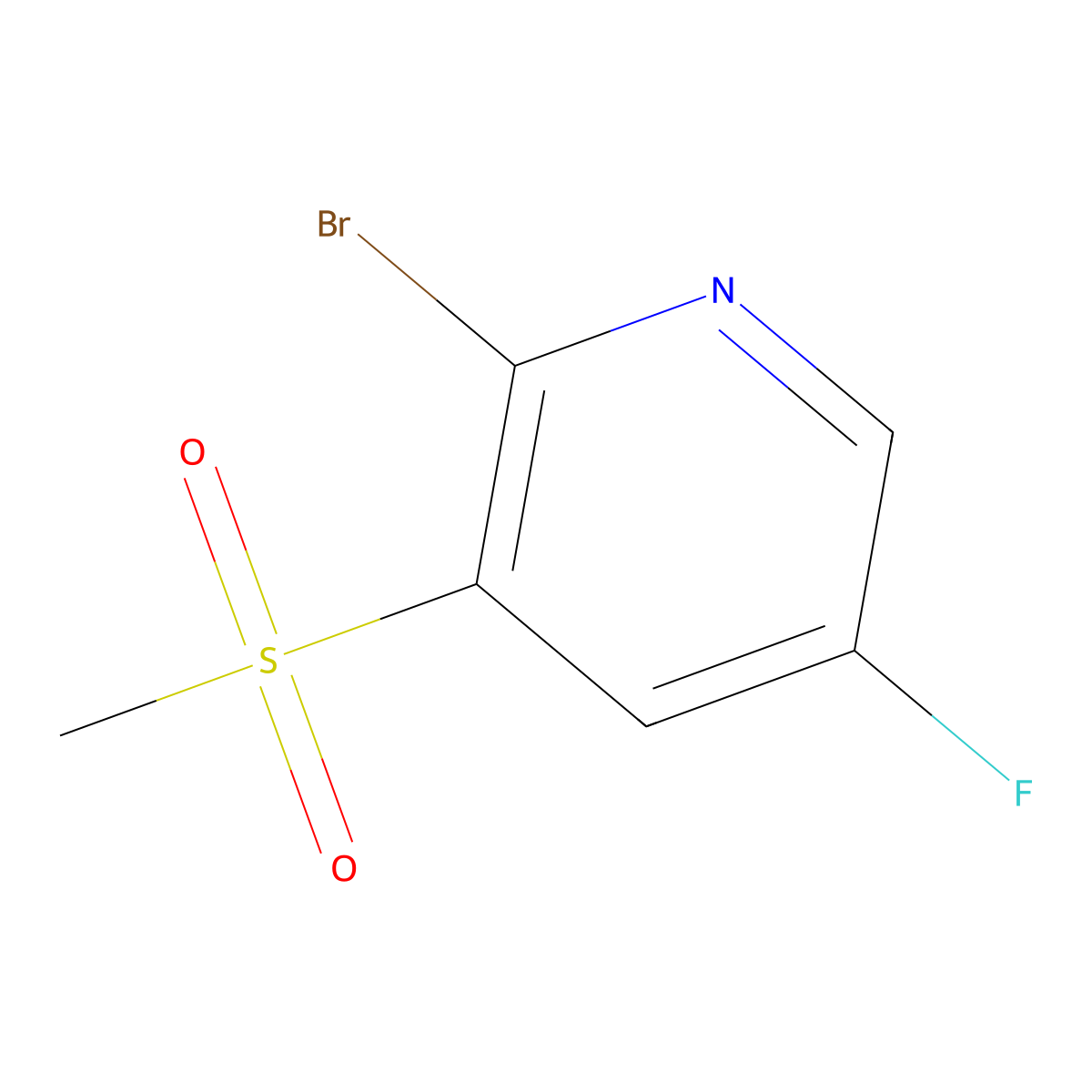 2-Bromo-5-fluoro-3-(methylsulfonyl)pyridine molecular structure, CAS 1357945-20-0