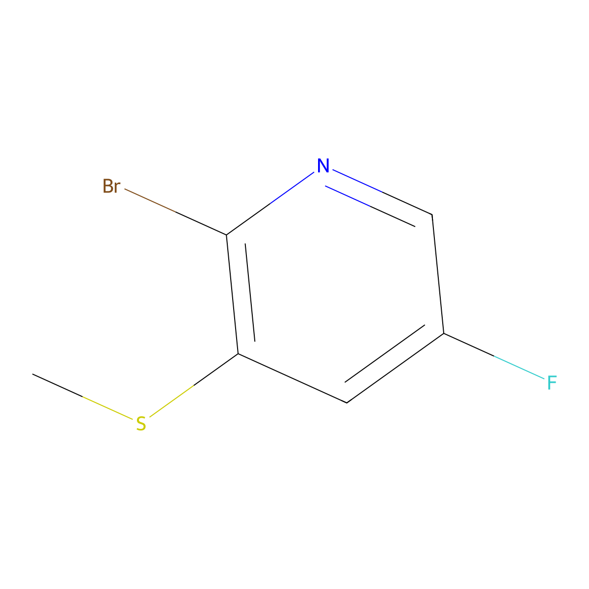 2-Bromo-5-fluoro-3-(methylthio)pyridine molecular structure, CAS 1357946-44-1
