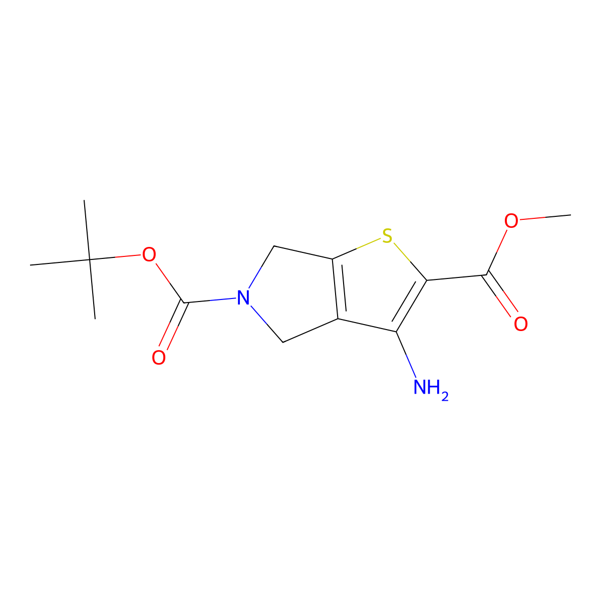 5-Tert-butyl 2-methyl 3-amino-4H-thieno[2,3-C]pyrrole-2,5(6H)-dicarboxylate molecular structure, CAS 1357948-71-0