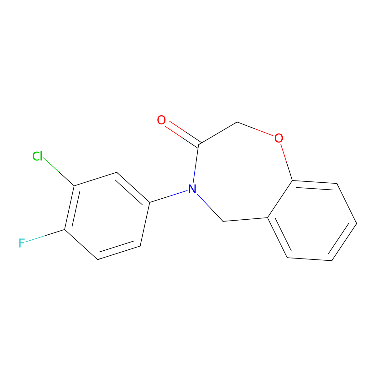 4-(3-chloro-4-fluorophenyl)-4,5-dihydro-1,4-benzoxazepin-3(2H)-one molecular structure, CAS 1357962-39-0