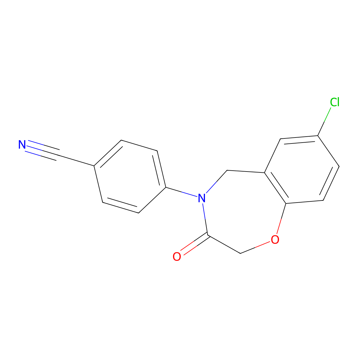4-(7-chloro-3-oxo-2,3-dihydro-1,4-benzoxazepin-4(5H)-yl)benzonitrile molecular structure, CAS 1357962-58-3