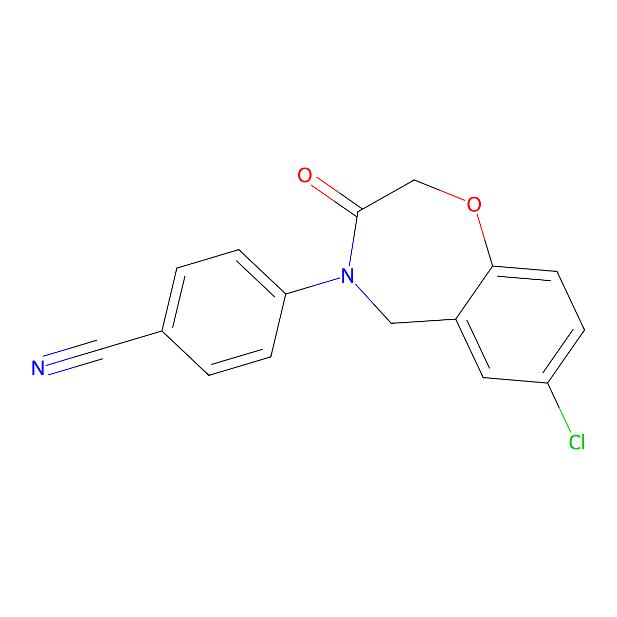4-(7-chloro-3-oxo-2,3-dihydro-1,4-benzoxazepin-4(5H)-yl)benzonitrile molecular structure, CAS 1357962-58-3